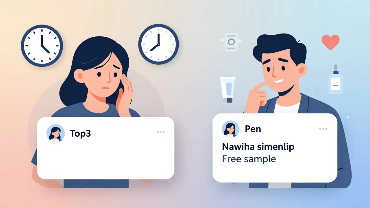 Split-screen comparison of slow manual reply versus fast, personalized AI response to a customer.