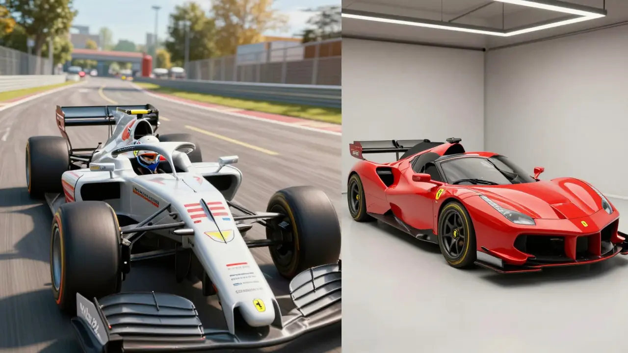 A sponsored Ferrari in a racing game matched perfectly with its real-world counterpart, showcasing seamless native advertising.