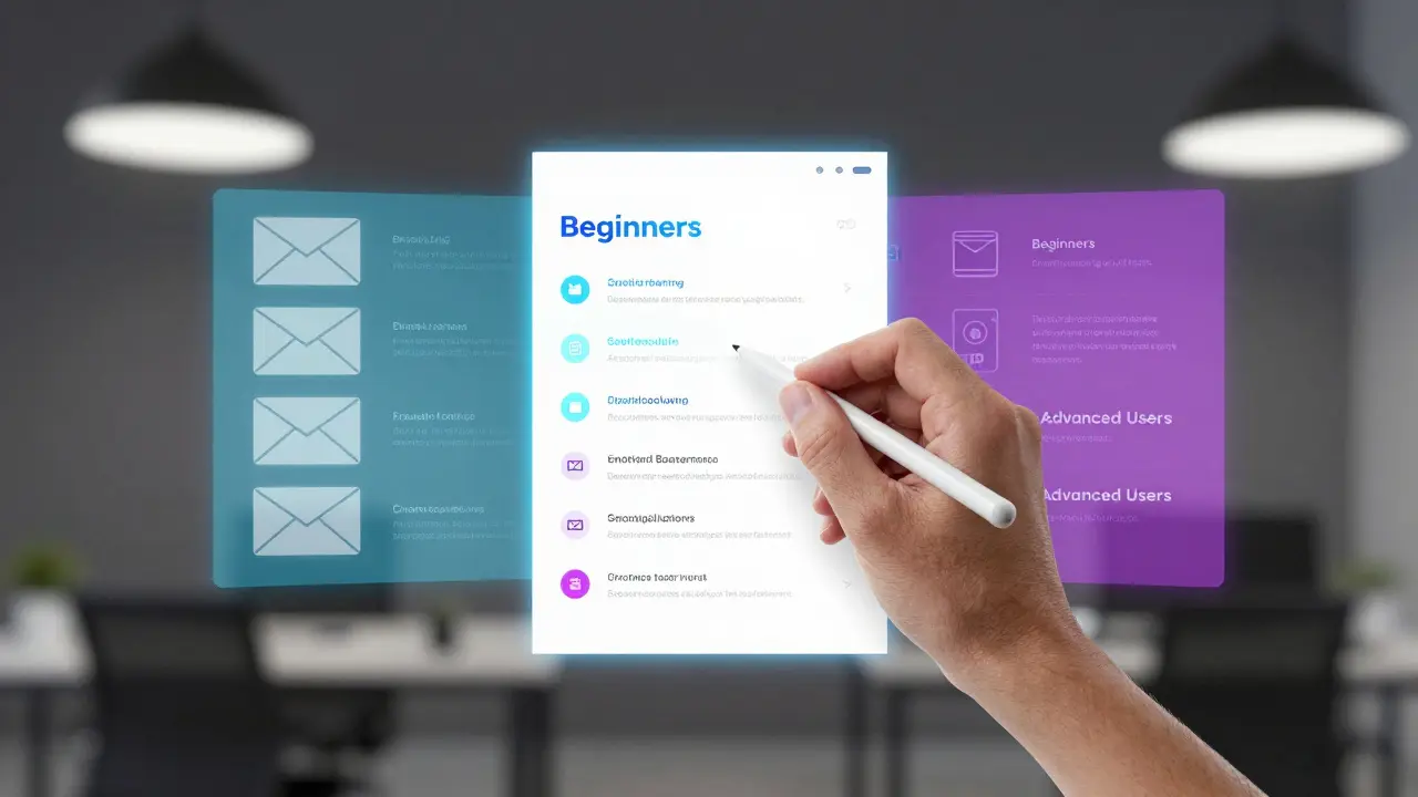 Holographic display showing personalized email marketing segments