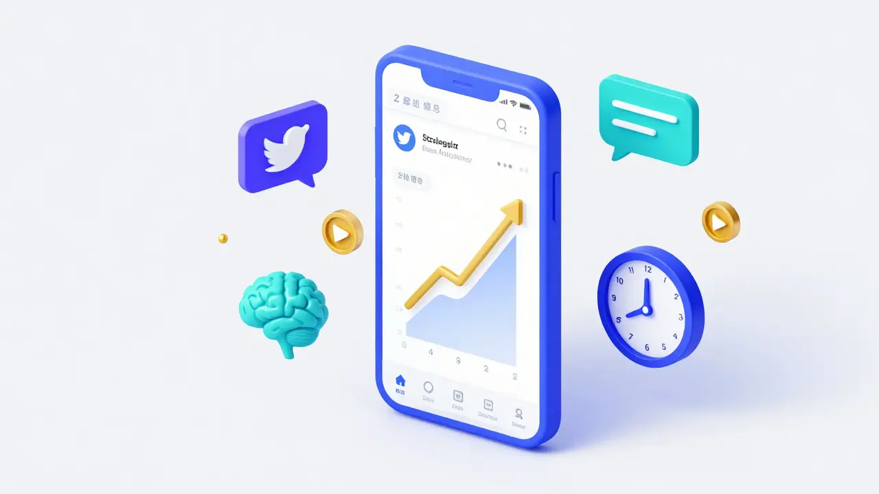 Isometric 3D illustration of smartphone with social media growth metrics