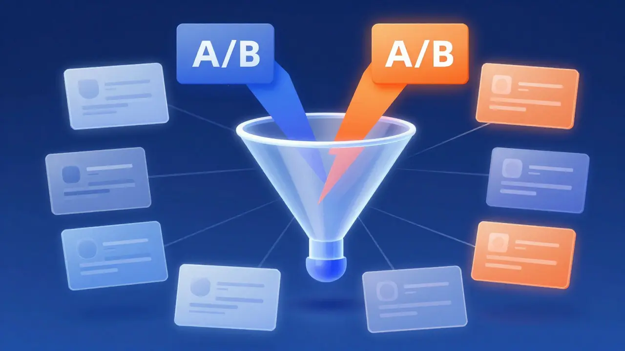 Digital funnel splitting into streams of ad copy variations
